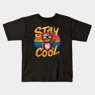 Stay Cool funny teddy print Kids T-Shirt